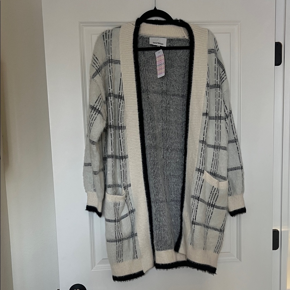 Heartloom Black and Cream Plaid Cardigan - NWT!